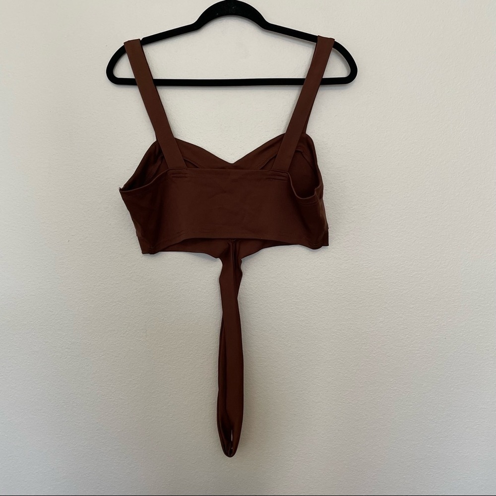 NWT shein brown crop top with waist strap sz.0XL